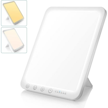 Light Therapy Lamp, 15000 Lux Simulated Sunlight, 3 Color Temperature, 5 Brightness Levels, 10-60min Adjustable Timer, 180° Rotatable Stand, Memory Function, Touch Control LED Lamp for Indoor