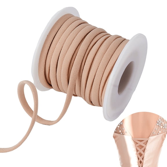 10M Nylon Elastic Cords Flat PeachPuff 2x5mm 10.94 Yards(10m)/Set