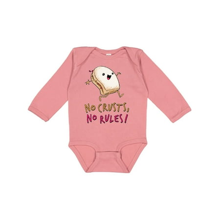 

Inktastic No Crusts No Rules- silly PB&J sandwich on the loose Gift Baby Boy or Baby Girl Long Sleeve Bodysuit