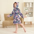 thumbnail image 2 of FORMRS Niños Bathrobe Unisex Hooded Robe Soft Plush Pajamas Sleepwear, Size 4-6T, Pink and Purple Flowers, 2 of 7