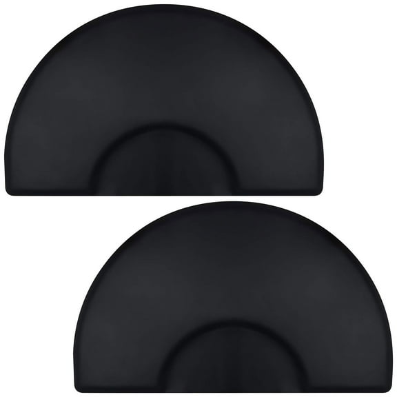 Saloniture 3 ft. x 5 ft. Salon & Barber Shop Chair Anti-Fatigue Floor Mat - Black Semi Circle - 1/2 in. Thick - 2 Pack