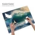thumbnail image 2 of 500 Piece Jigsaw Puzzle For Adults Sailboat Confronting A Giant Wave Challenging & Relaxing Ocean Scene Puzzle Great Gift Idea Stunning Seascape Artwork 20.5X15In, 2 of 4