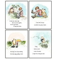 Winnie Pooh Wall Art, Inspiration Quote Poster, Friendship Artwork, Boys Room Decor,Little Girls Bedroom Decor, Kids Room Decor, Nursery Wall Decor, Set of 4 (Unframed Prints 8"x10")