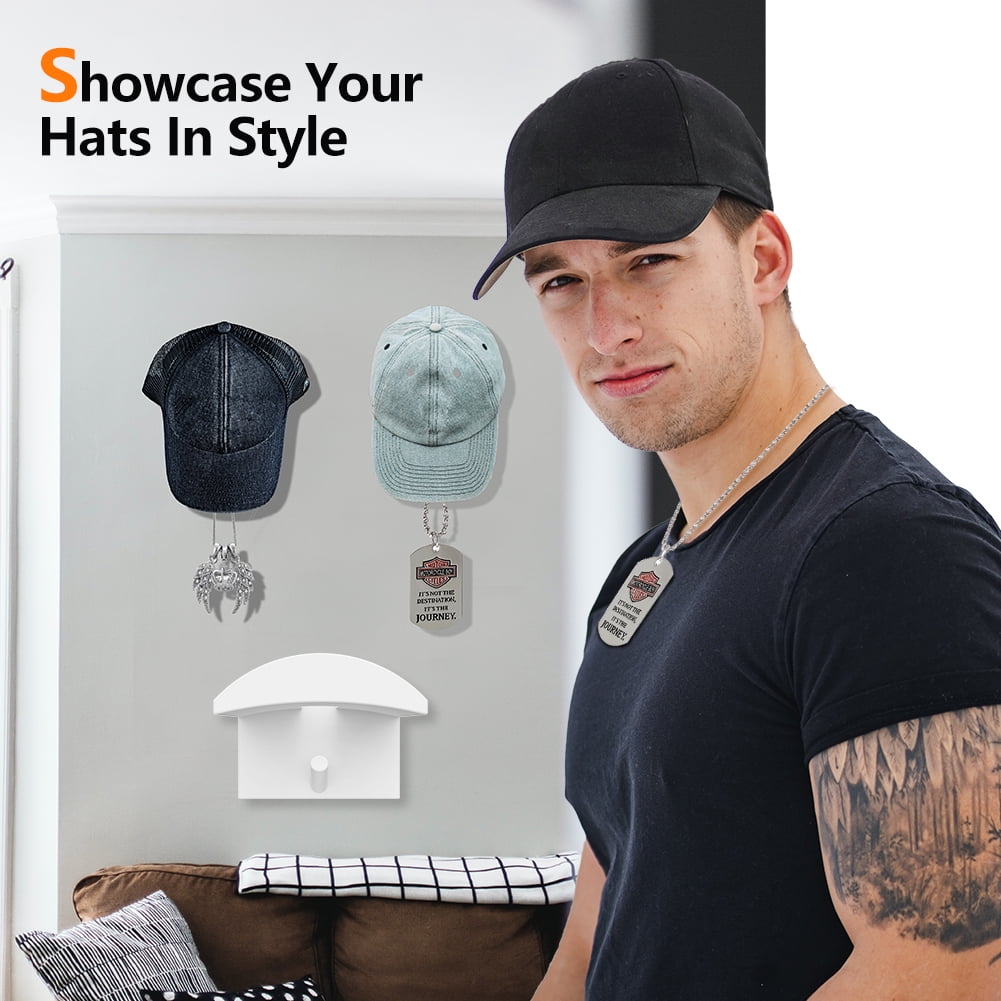 Skycase 8 Piece Adhesive Hat Hooks Strong Hold Wall Hangers Minimalist Hat Rack for Baseball Caps Display Key Storage No Drilling Required White Walmart