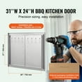 thumbnail image 5 of KFFKFF Barbecue Access Portal, 31W x 24H Inch Twin Exterior Cuisine Gateway, Stainless Steel Inset Passage, Dual Layer Vertical Entryway with Grips and Hangers, for Barbecue Nook, Grill Spot, 5 of 9