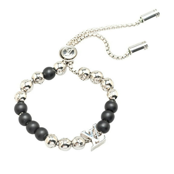 Pre-Owned Louis Vuitton Monogram Beaded Bracelet M00512 Silver and Black Metal... (Good)