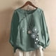 thumbnail image 1 of ICHUANYI Clearance Fashion Women Casual Button Floral Print Short Sleeve T-Short Blouse Tops(Green, M) ICHUANYI WER2023080701156, 1 of 4