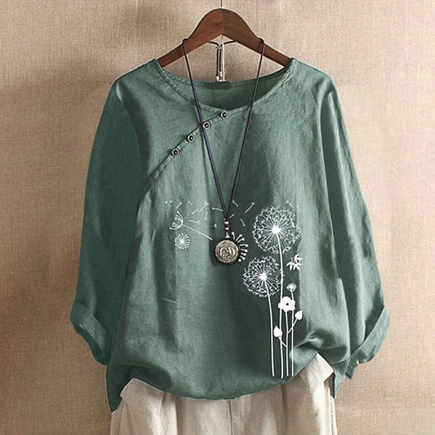 ICHUANYI Clearance Fashion Women Casual Button Floral Print Short Sleeve T-Short Blouse Tops(Green, M) ICHUANYI WER2023080701156