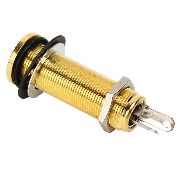 Electric Guitar Jack, Straight Cylinder Standard Thread Guitar Output Jack Glossy Finish Rustproof For Musical Instruments Gold,Black,Silver, Black