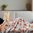 thumbnail image 3 of Fox Soft Flannel Fleece Blanket, Small Forest Animal Pattern with Foliage Leaves and Mushroom Winter Nature, Cozy Plush for Indoor and Outdoor Use, 50" x 70", Dark Coral Almond Green, by Ambesonne, 3 of 5