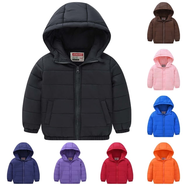 QIPOPIQ Girls and Toddlers' Heavyweight Hooded Puffer Jacket Clearance