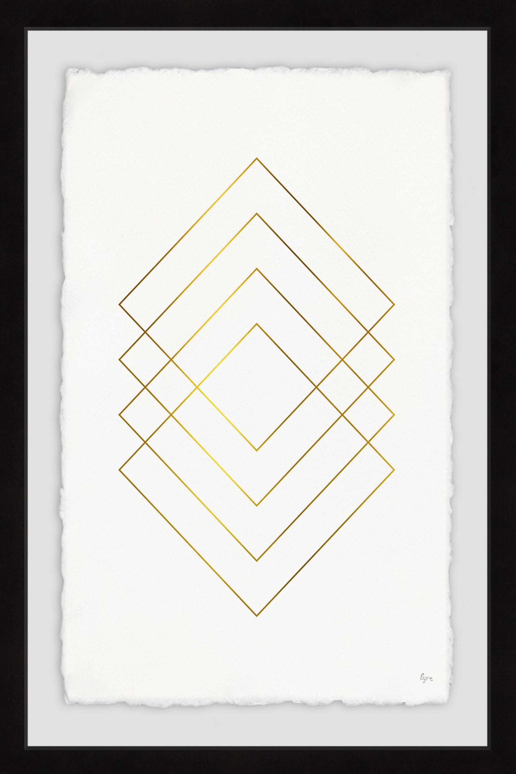 Golden Diamond Lines Framed Painting Print
