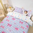 thumbnail image 3 of spefrowx Lined Bow Twin Duvet Cover for Girls, Pink Blue Stripe Abstract Twin Bedding, Stars Reversible, 2pcs, 1 Duvet Cover and 1 Pillowcase, 3 of 6