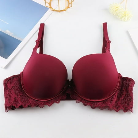 Big Savings: Sports Bras for Women  Sujetadores deportivos para mujer  Women s Breathable Thick Cup Lace Bra Soft Underwire Gathered Underwear SOPATENOR Wine XL