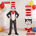 thumbnail image 3 of Halloween K"id"s Costume - 4 Piece Cat Cosplay Jumpsuit with Bow Tie, Hat & Mask, Fancy Dress Up Onesie Outfits for Halloween Nights Party, Size:140, 3 of 11