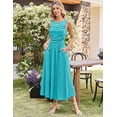 thumbnail image 4 of Vestido GRACE KARIN para verano de 2025, estilo A, con volantes fruncidos, maxi, azul claro, 4 of 5