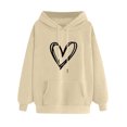 thumbnail image 2 of Baqcunre Hoodies For Women Women'S Hoodie With Love Print Hoodie Pocket Drawstring Warm Hoodie Sweatshirt For Women Fall Outfits For Women 2023 Beige L, 2 of 4