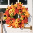 thumbnail image 5 of 45cm Halloween Pumpkin and Maple Leaf Wreath – Fall Door Hanger with Berries for Indoor Outdoor Porch and Farmhouse Decor, 5 of 9