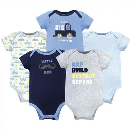 UPC: 0660168606348 | Luvable Friends Baby Boy Cotton Bodysuits 5pk  Trucks  0-3 Months
