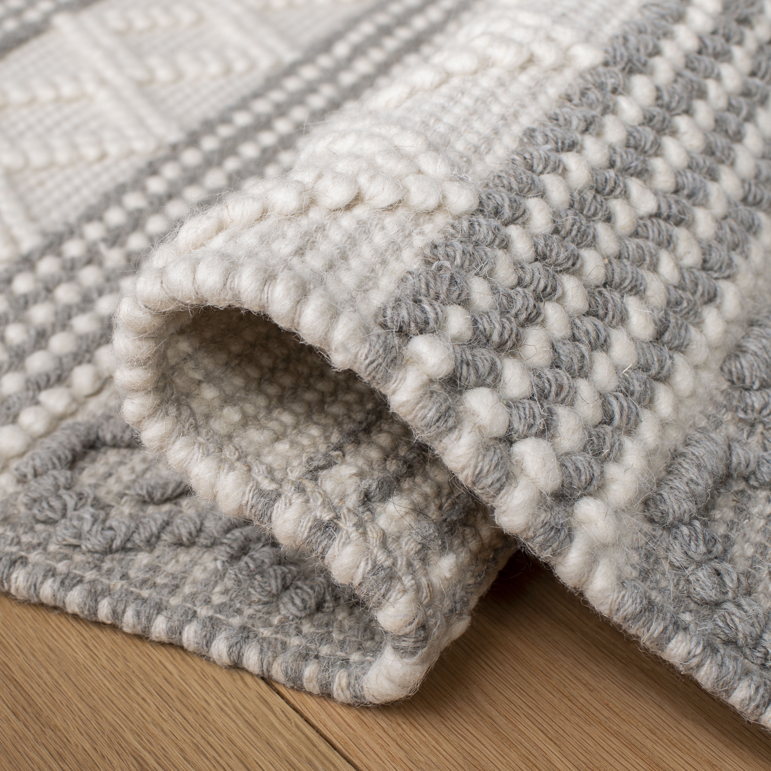 SAFAVIEH Natura Candelario Striped Wool Area Rug, Ivory/Grey, 5' x 8'