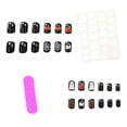 thumbnail image 5 of EBCUE Halloween Press on Nails Short Square Fake Nails with Rose Skull Design Black Matte Glue on Nail Full Cover Reusable Black Glossy Halloween False Nails for Women Manicure 24Pcs, 5 of 5