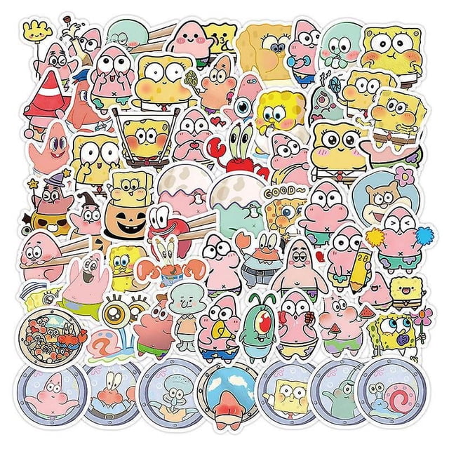 BR Pegatinas de dibujos animados de Bob Esponja: impermeables, para cuaderno, taza de agua y papelería