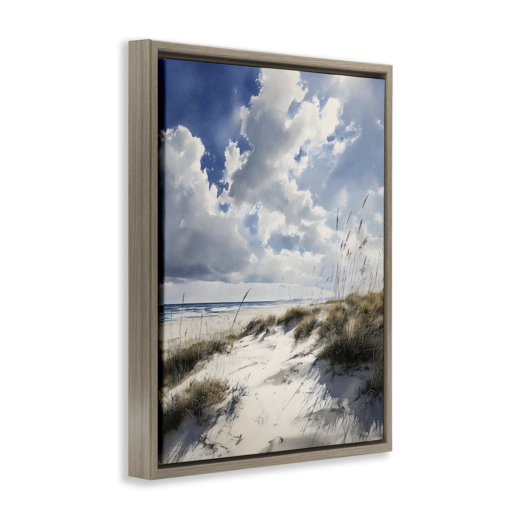 Stupell Industries Midday Sunny Beach Dunes Brown Framed Floater Canvas Wall Art, design by Franklyn Gregory