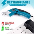 thumbnail image 5 of HORMY Cordless Electric Scissors with Two Blades, 3.6V Super Scissors Rechargeable with Safety Lock, for Cardboard Cutting Fabric Paper Sewing, Blue, 5 of 10
