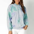 thumbnail image 7 of RQYYD Womens Tie Dye Hoodies Casual Loose Pullover Sweatshirts Tunic Top Color Block Long Sleeve Fall Drawstring Tops Green L, 7 of 7