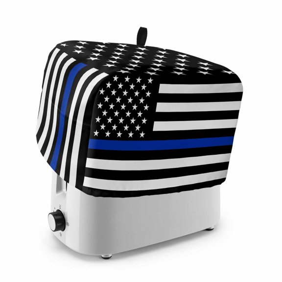 Toaster Cover 2 Slice, Blue American Flag Dustproof Bakeware Oven Protector with Top Hook, Black White Striped US Flag Stars Waterproof Small Kitchen Appliance Toasters Dust Cover, 11"x6"x8"