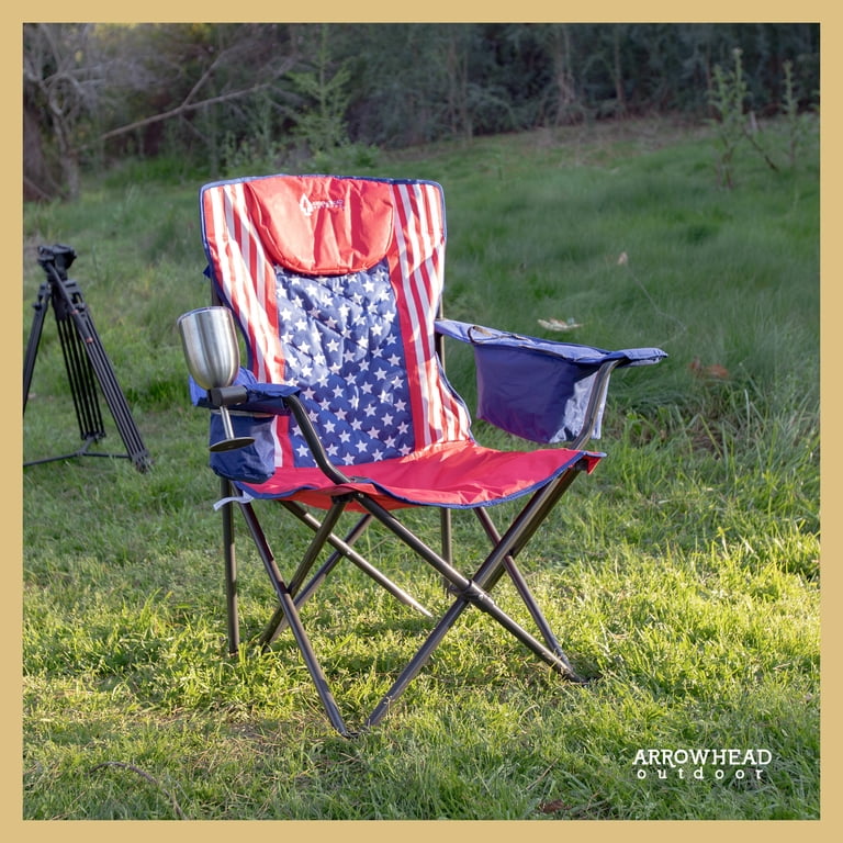 Arrowhead Outdoor Folding Camping Chair, Patriotic Flag Style  display picture 1