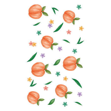 Falling Peaches with Paint Artwork Design Vinyl Wall Decal - Collection of Sweet Peach Fruits with Stems for Living Room Wall Decoration - 20" x 37"
