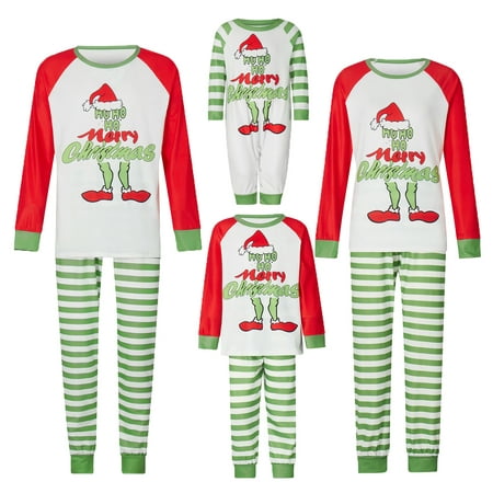 

Christmas Family Pajamas Matching Set Thief Tops and Striped Pants Sleepwear XMAS Jammies