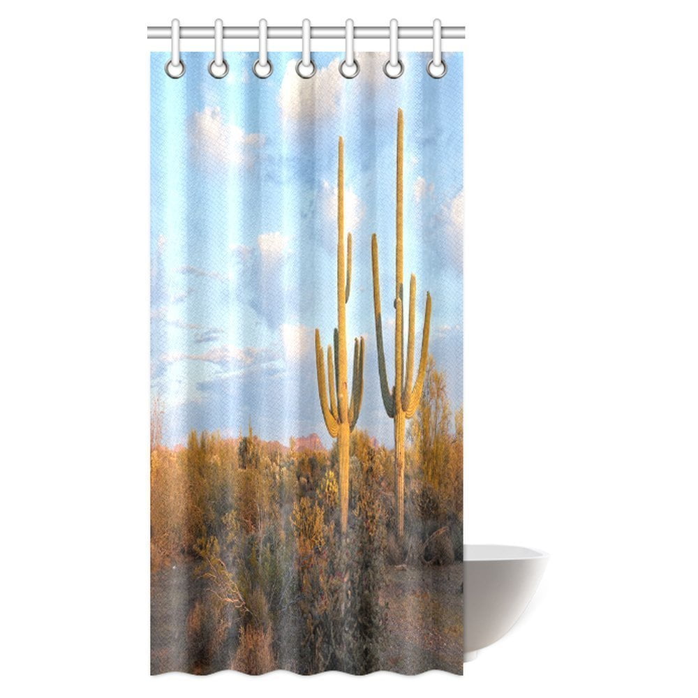 MYPOP Saguaro Cactus Shower Curtain, Sunlights Over Sonoran Desert, At ...