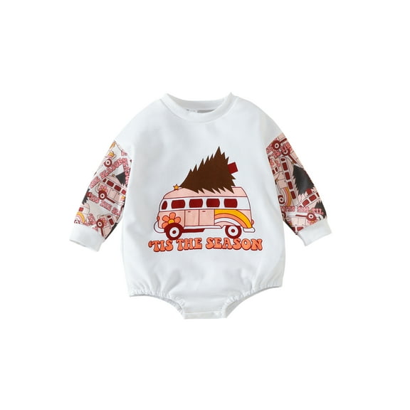 Bagilaanoe Newborn Baby Girl Boy Christmas Romper Sweatshirt Long Sleeve Bodysuit Letter Print Pullover 6M 12M 18M 24M Infant Casual Tee Tops