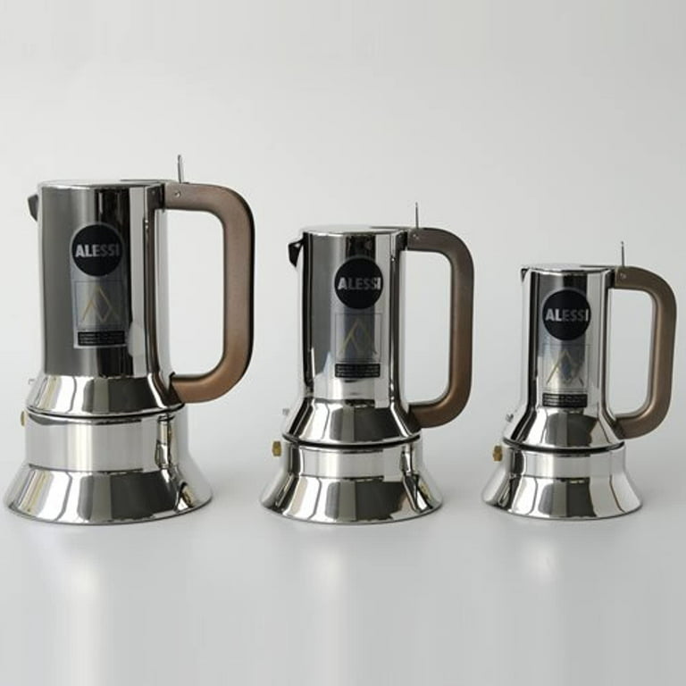 Alessi Espresso Maker 9090 by Richard Sapper, 6 Espresso Cups 