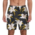 thumbnail image 2 of Goofa Lilies Flowers Printed Men's Swim Trunks Board Shorts Quick Dry Mens Swimming Trunks with Compression Liner,Breathable Fit Hawaii Beach Shorts-3X-Large, 2 of 9