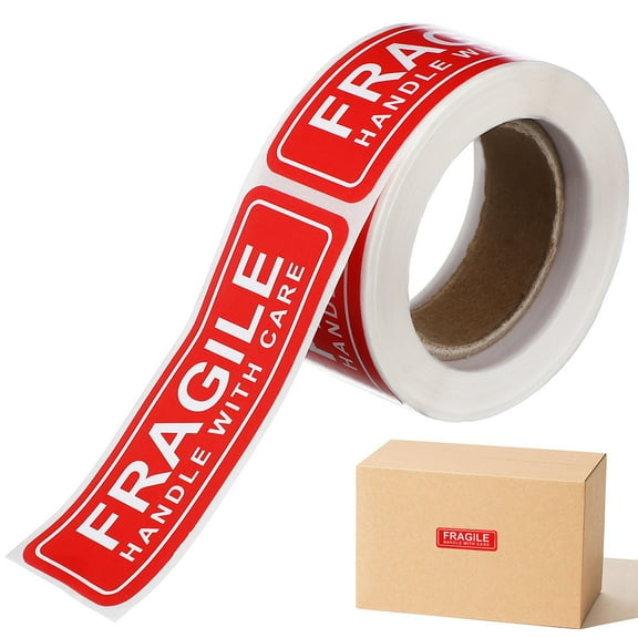 IMIKEYA 150Pcs Handle with Care Fragile Adhesive Sticker Red Shipping Warning Label Strong Sticky Paper