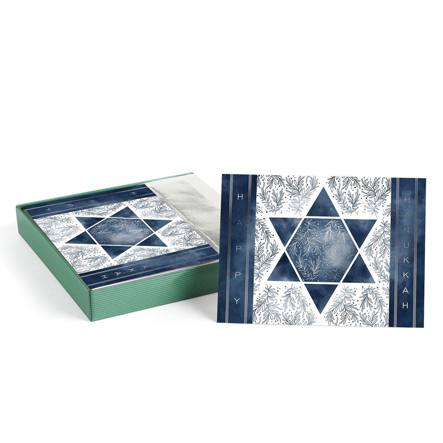 JAM Paper Hanukkah Cards & Matching Envelopes Set, Floral Star of David, 16/Pack