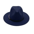 thumbnail image 3 of Qarigey Sombrero de ala ancha de fieltro, gorro cálido de invierno para mujer, sombrero Vintage, accesorios de ropa para fiesta y niña Sombreros azul oscuro, 3 of 8