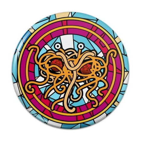 Flying Spaghetti Monster Emblem - Flying Spaghetti Monster Stained Glass Kitchen Refrigerator Locker Button Magnet - 1
