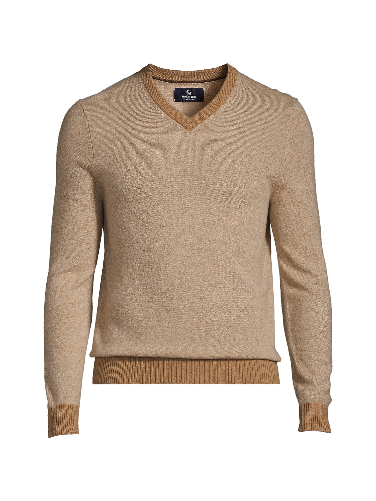 Lands' End Men's Fine Gauge Cashmere V-neck Sweater