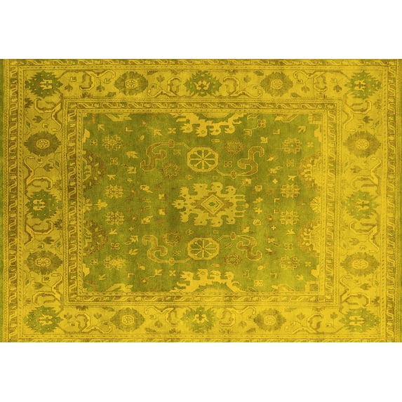 Ahgly Company Indoor Rectangle Oriental Yellow Industrial Area Rugs, 6' x 9'