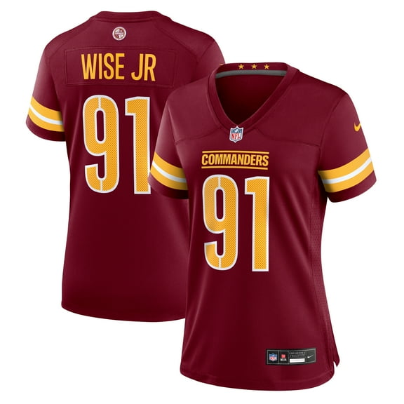 Women's Nike Deatrich Wise Jr. Burgundy Washington Commanders Team Game Jersey