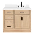 thumbnail image 2 of Ariel Hepburn 43 Inch Single Oval Sink Bathroom Vanity With Pure White Quartz Countertop 1.5 Inch Edge In Oak, 2 of 10