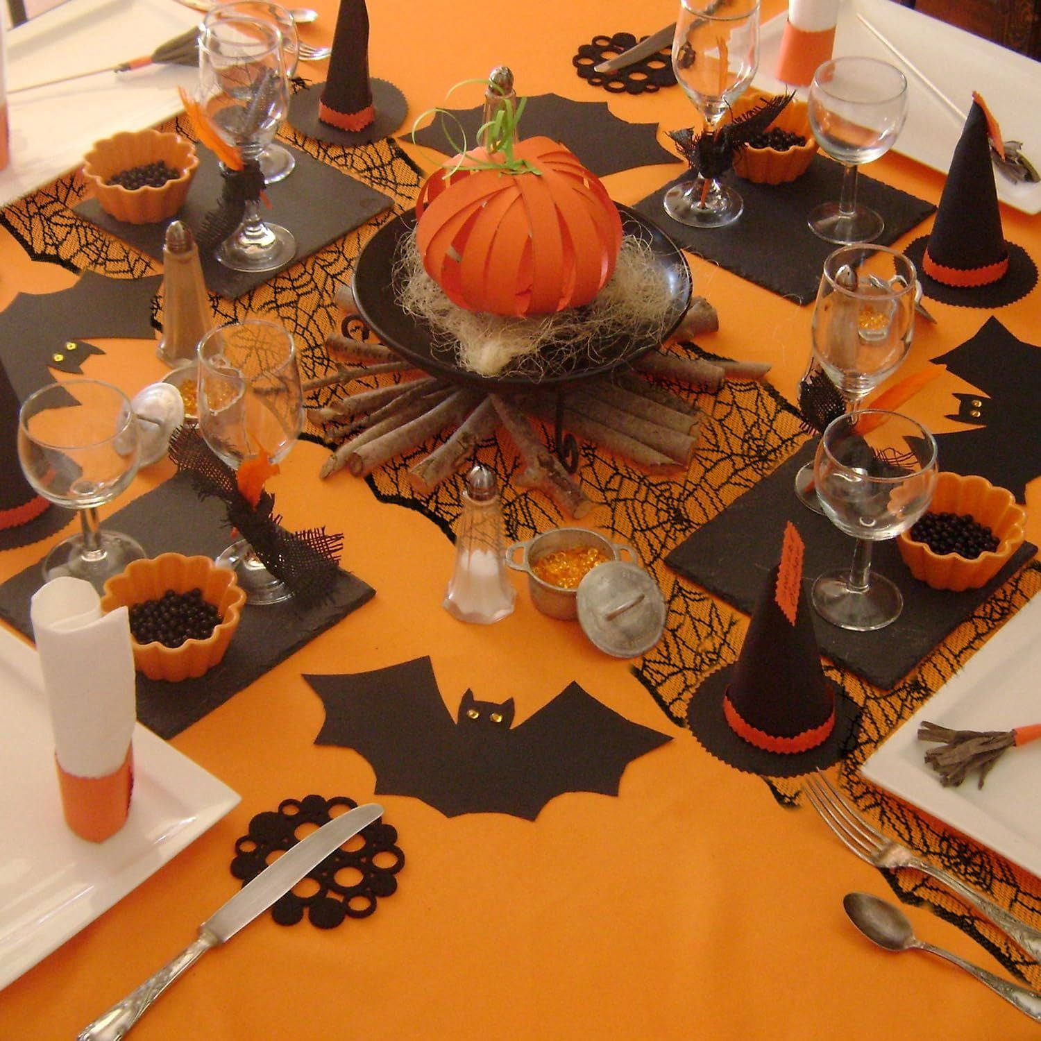Halloween Lace Table Runner 72x18 Inch with Spider Web Design for Party Decor