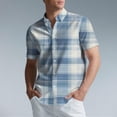thumbnail image 2 of Klisyaur Men's Big and Tall Shirts Plaid Button Down Shirt Casual Short Sleeve Tee for Men Summer Comfort Tops, 2 of 6