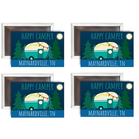 

Maynardville Tennessee Souvenir 2x3-Inch Fridge Magnet Happy Camper Design 4-Pack