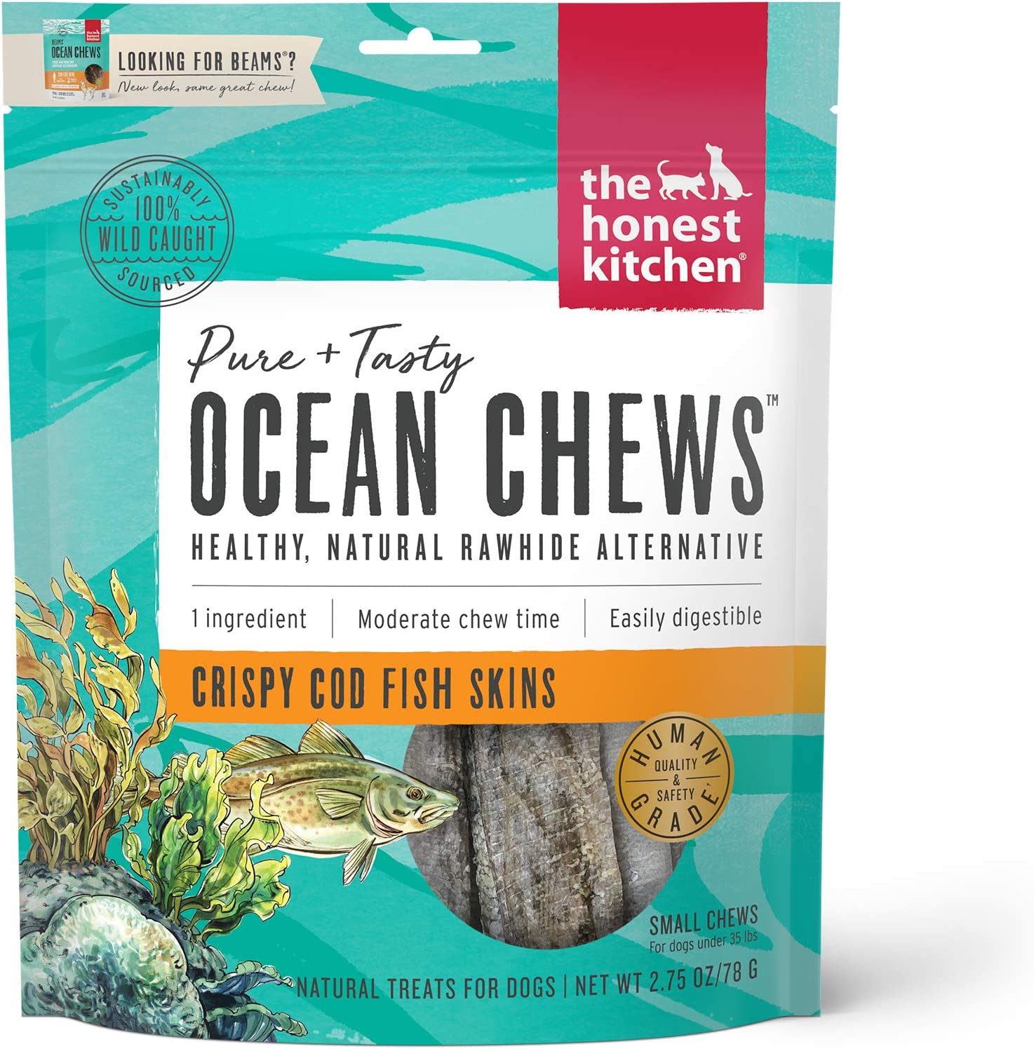 Ocean Chews™ Crispy Cod Fish Skins Dog Treats, 2.75 oz (Beams