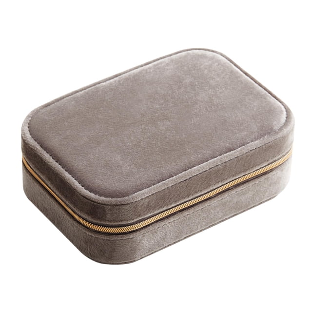 Soporte para collares, joyero, exquisito estuche de almacenamiento de viaje, estuche de almacenamiento para exhibición de joyas, organizador de pendie gris